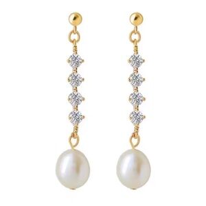 Gold Freshwater Pearls Drop Earrings
